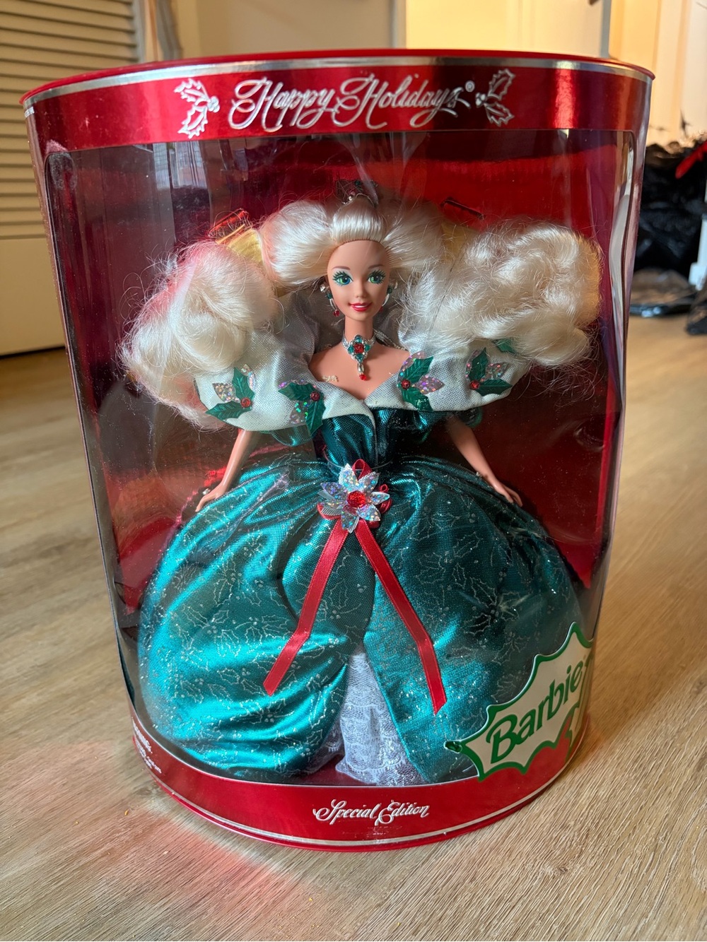 Mattel Barbie Holiday Doll in Emerald Green and Red Trim